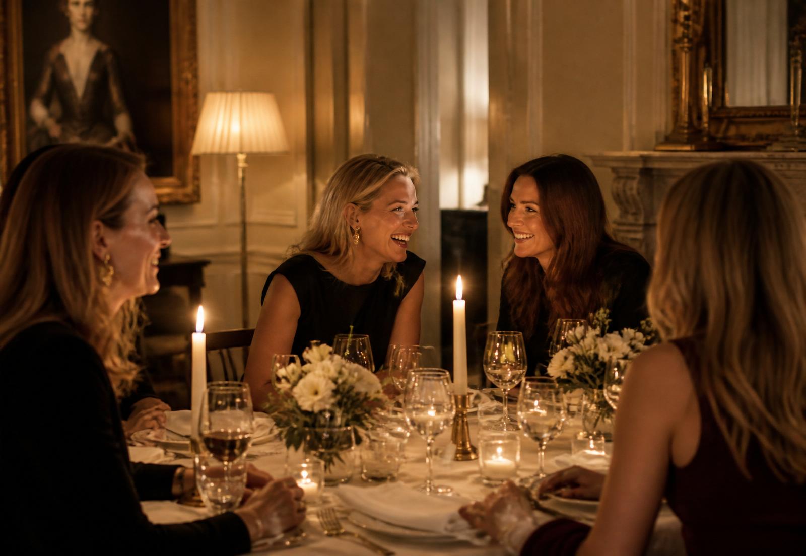 Intimate candlelit gathering of women